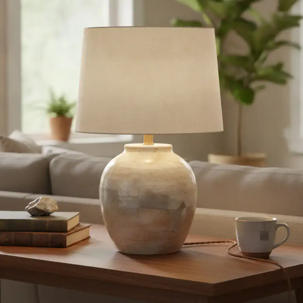 Hand-glazed ceramic table lamp
