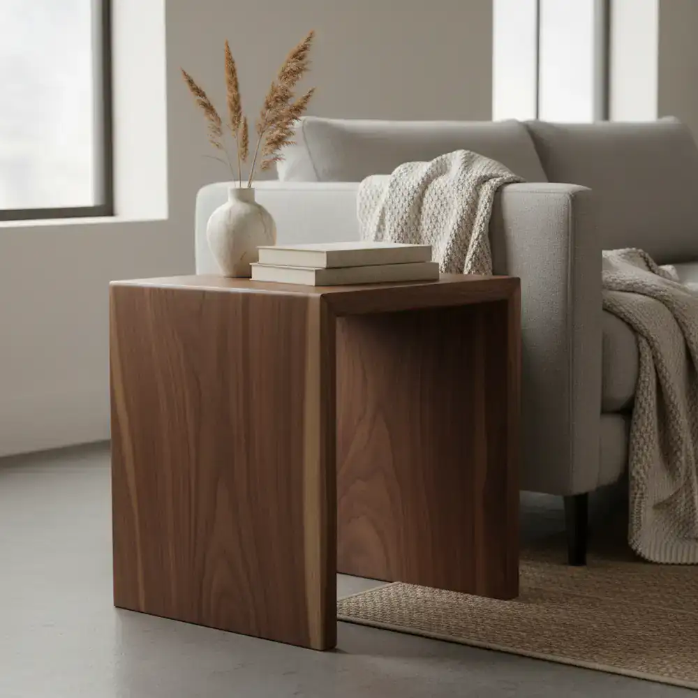 Solid walnut side table