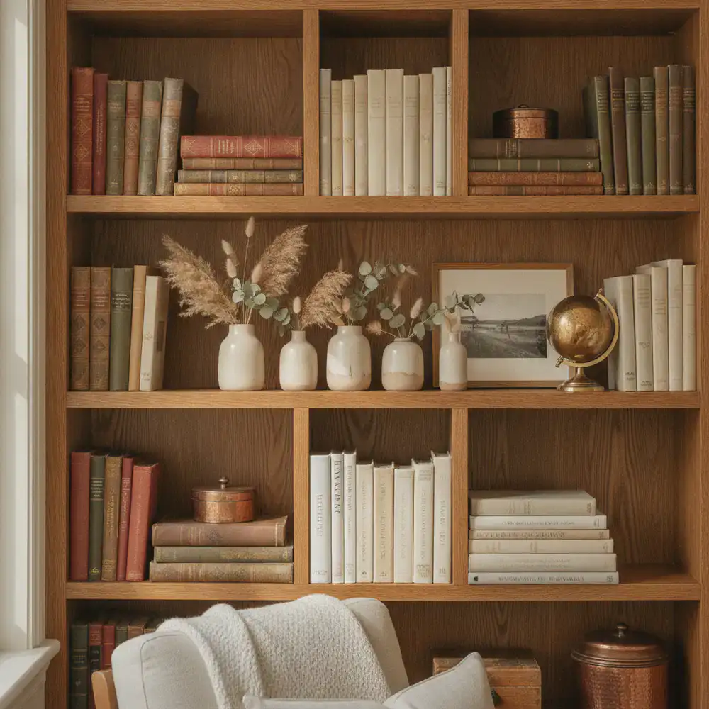 Customer photo of a well-decorated bookshelf