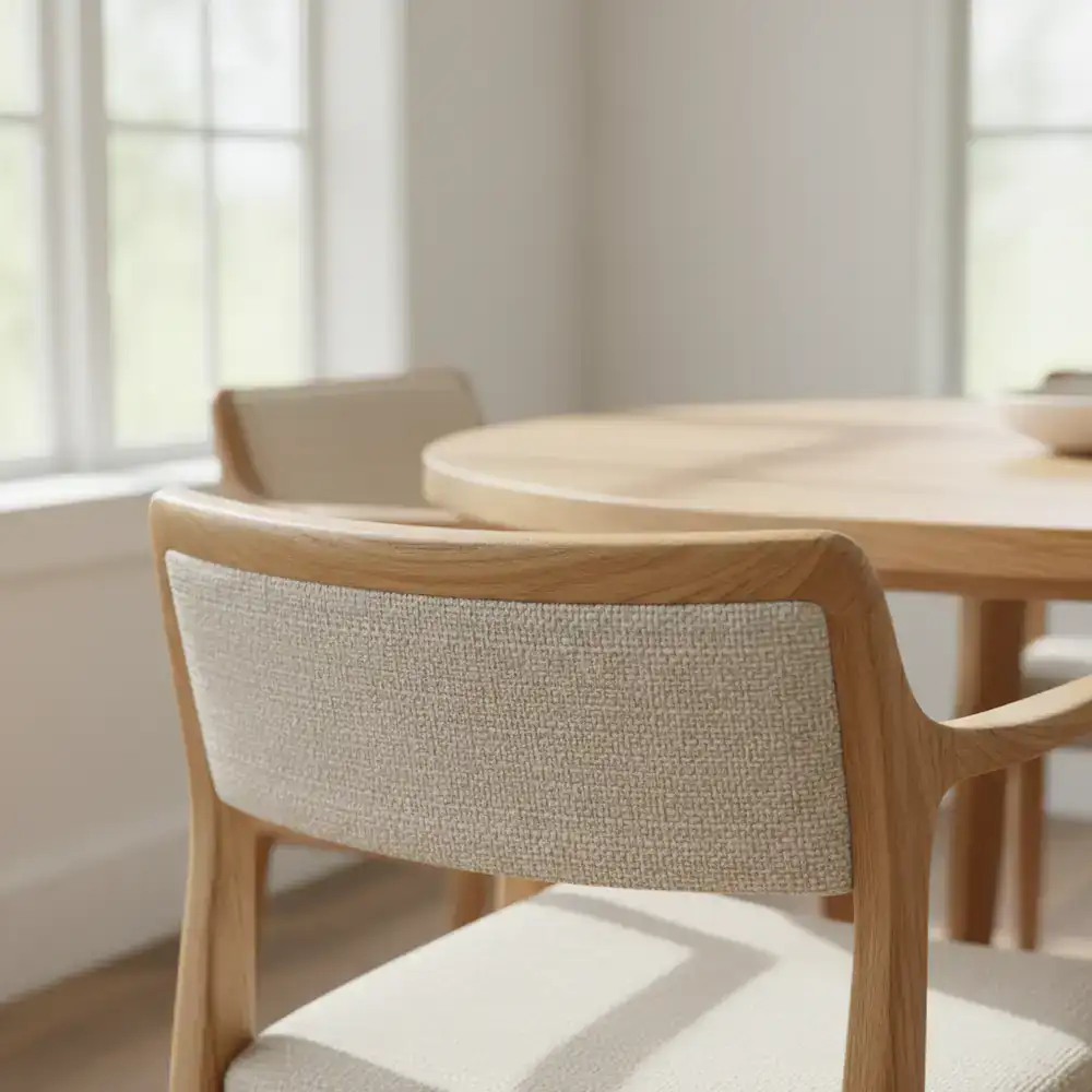 Detail shot of a dining chair backrest